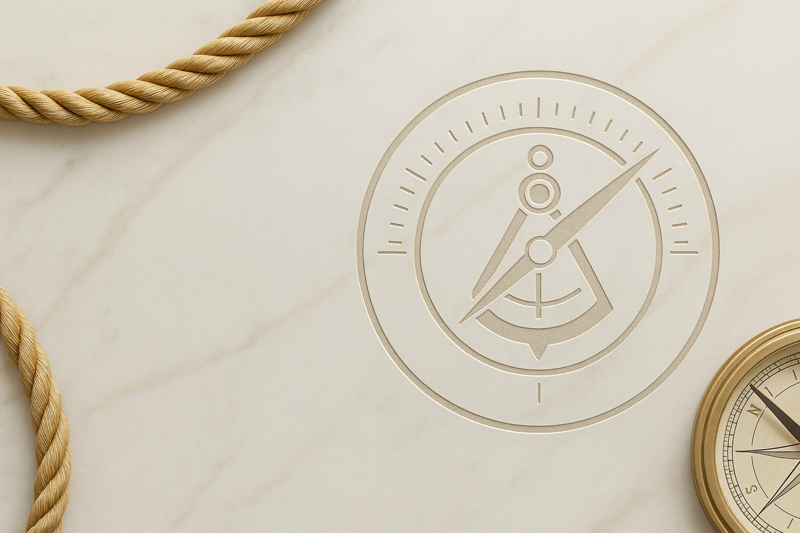 Embossed sextant on marble